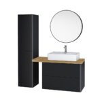 Zrkadlo ohrúhle pr.600 mm, čierny rám