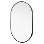Zrkadlo oválne 500x800 mm, LED osvetlenie a odhmlievanie, čierny rám