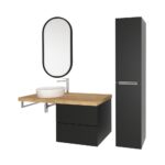 Zrkadlo oválne 500x800 mm, LED osvetlenie a odhmlievanie, čierny rám