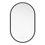Zrkadlo oválne 500x800 mm, LED osvetlenie a odhmlievanie, čierny rám
