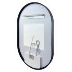 Zrkadlo oválne 500x800 mm, LED osvetlenie a odhmlievanie, čierny rám