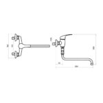 Paneláková batéria bez sprchy 100 mm Titania IRIS, chróm