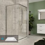 Mereo Kora Lite SET Sprchovací kút 90x90x185 cm s vaničkou a sifónom, chróm ALU/sklo, číre