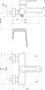 Vaňová nástenná batéria Ravak PURI 150 mm, chróm lesklý