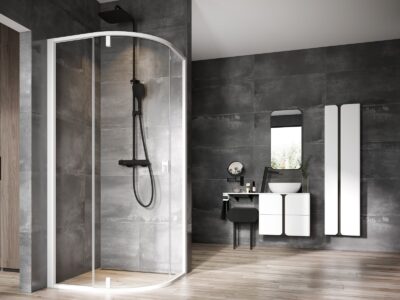 Sprchový kút štvrťkruhový Ravak NEXTY NSKK3-90, biela matná/sklo Transparent