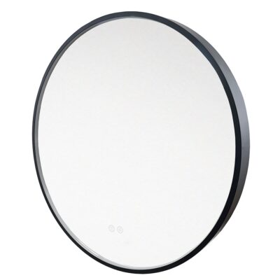 Zrkadlo ohrúhle pr.600 mm, LED osvetlenie a odhmlievanie, čierny rám