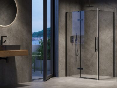 Pevná stena RAVAK Cool! COPS-80, čierna/sklo Transparent