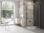 Štvrťkruhový sprchový kút Ravak BLIX BLCP4-80, Rádius R550, lesklý chróm/sklo Transparent