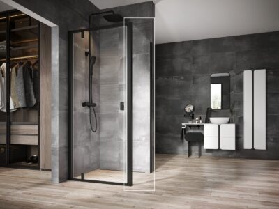 Pevná stena Ravak NEXTY NPSS-100, čierna/sklo Transparent