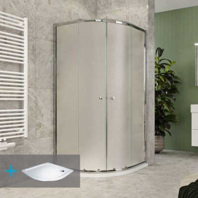 SET Kora Lite - Sprchový kút 90x90x185 cm, chróm ALU/sklo Grape 4 mm s vaničkou a sifónom, biela