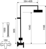 Sprchová súprava + sprchová batéria s horným vývodom 38062, chróm