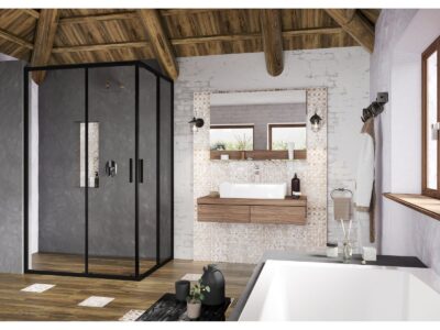 Sprchové dvere Ravak BLIX Slim BLSRV2K 1200 mm, čierna/sklo Transparent 6 mm