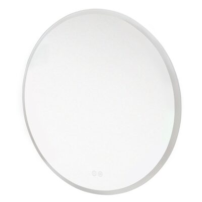 MEREO Zrkadlo okrúhle pr. 800 mm, LED osvetlenie a odhmlievanie, pieskovaný rám