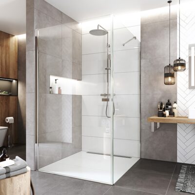 Pivotový sprchovací kút Mereo NOVEA 90x90 cm, štvorec, dvere Ľ/P + pevný diel, chróm/sklo, číre