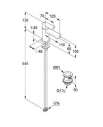 Kludi RENON Umývadlová jednopáková batéria 85, Push-Open, brúsený Gunmetal