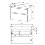 Skrinka pod umývadlo Mereo OPTO 805x580x458 mm, 2 zásuvky, biela lesklá