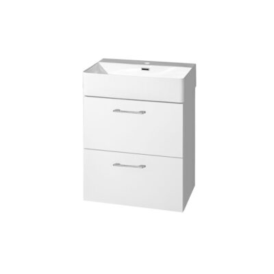 MEREO Leny Kúpeľňová skrinka s keramickým umývadlom 500x675x420 mm, 2 zásuvky, biela lesklá