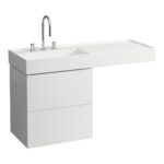 Umývadlo do nábytku KARTELL by Laufen 120 cm, s odkladacou plochou vpravo, biela