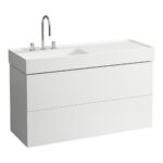 Umývadlo do nábytku KARTELL by Laufen 120 cm, s odkladacou plochou vpravo, biela