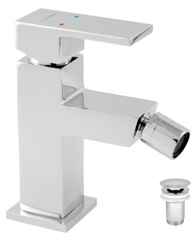 Bidetová batéria s odpadovou súpravou Titania CUBE, chróm