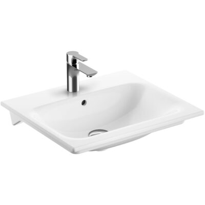 Nábytkové umývadlo Geberit Selnova Square 55x48 cm, s otvorom pre batériu/s prepadom, biela