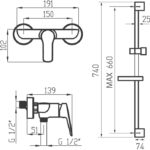Kúpeľňová súprava sprchová METALIA 54, chróm
