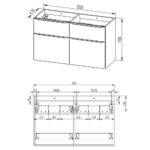 Kúpeľňová skrinka 1205x700x476 mm Mereo MAILO, spodná, 4 zásuvky, dub Riviera/madlo chróm