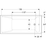 Obdĺžniková vaňa Geberit Selnova Square, s nožičkami: L=170cm, B=75cm