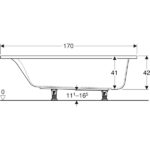 Obdĺžniková vaňa Geberit Selnova Square, s nožičkami: L=170cm, B=75cm