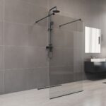 Sprchová stena WALK IN 80x200 cm, NOVEA, lišta k stene, 1 upevňovacie rameno, čierna/sklo, číre