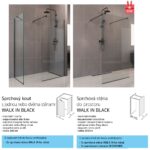 Sprchová stena WALK IN 80x200 cm, NOVEA, lišta k stene, 1 upevňovacie rameno, čierna/sklo, číre