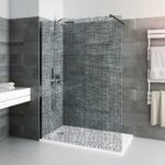 Bezrámová sprchová zástena Calida Walk In 800/2000 mm, profil čierny/čierna potlač