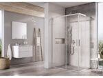 Sprchový kút 1/2 RAVAK Blix Slim BLSRV2K 900x1950 mm, lesklý chróm/ sklo Transparent