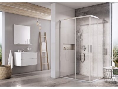 Sprchový kút 1/2 RAVAK Blix Slim BLSRV2K 900x1950 mm, lesklý chróm/ sklo Transparent