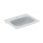 Nábytkové umývadlo GEBERIT Selnova Square 60 cm, s otvorom pre batériu/s prepadom, biela