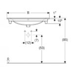 Nábytkové umývadlo GEBERIT Selnova Square 60 cm, s otvorom pre batériu/s prepadom, biela