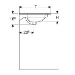 Nábytkové umývadlo GEBERIT Selnova Square 60 cm, s otvorom pre batériu/s prepadom, biela